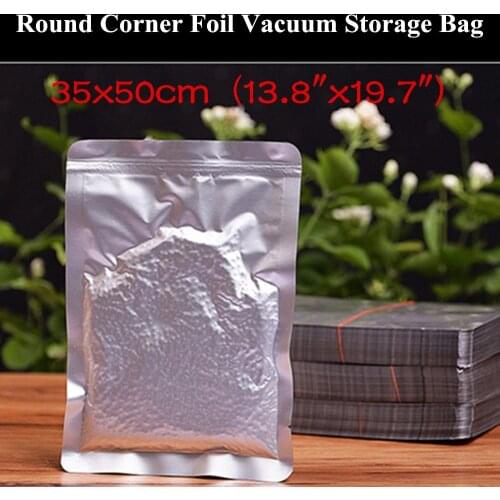 20pcs 35x50cm (13.8"x19.7") 220micron Open Top Round Corner Aluminum Foil Vacuum Bag Heat Sealing Bakery Storage/Packaging Bag