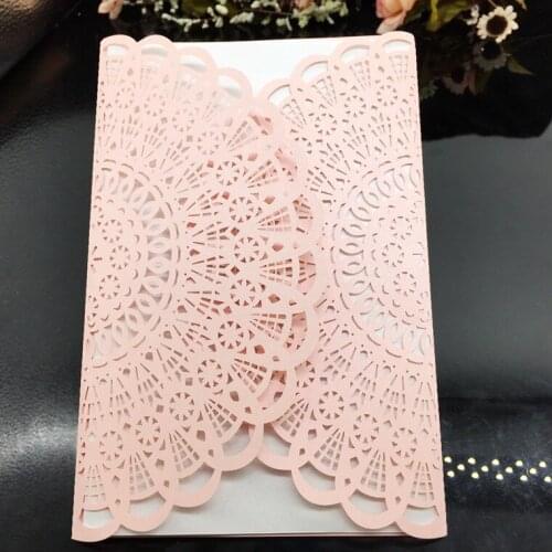 200 pcs/lot Wedding Celebration Birthday Party Invitation Card Delicate Laser Cut Carved Flowers Multi Colors for You Choose
