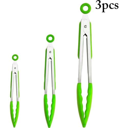 3pcs Silicone Food Tongs Multifunction Cooking Clips Heat-Resistant Barbecue Tongs Baking Serving Tongs Kitchen Accessories