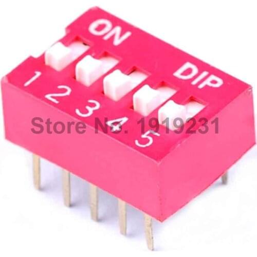 30PCS 2.54mm 5Pin Flat Dial Switch Toggle Switch DIP Switch Red Snap Switch