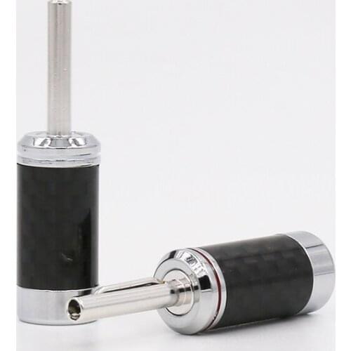 4pcs ACROLINK style Rhodium Plated Carbon Fiber Speaker Cable Banana Terminal Plug Connector