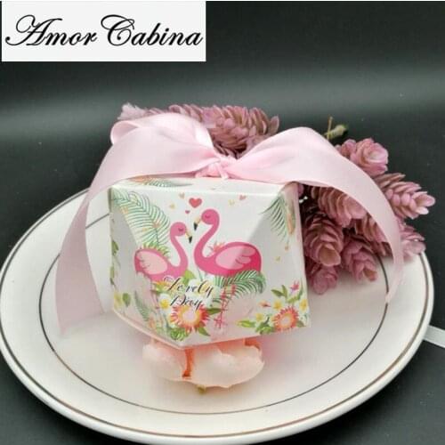 50pcs Diamond shape flamingo / unicorn candy box wedding birthday baby shower party decoration unicorn gift box party supplies