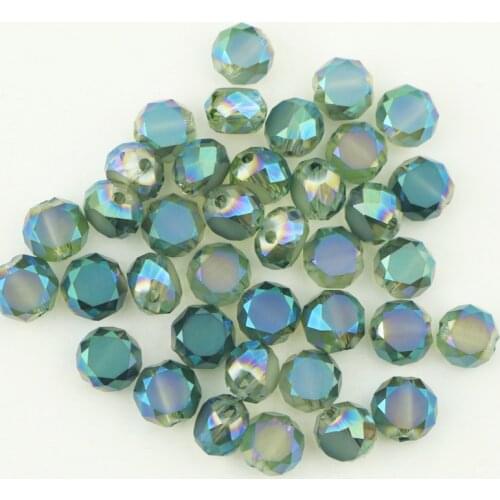 8mm AAA Top Crystal Flat Round Faceted Beads Green Plated Color 710pcs/lot Fit Jewelry DIY Making