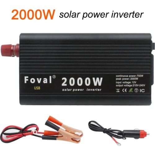 2000W Solar car power inverter 12v to 220v Auto Inverter Modified Sine Wave dual usb port and Cigarette Lighter Plug Power