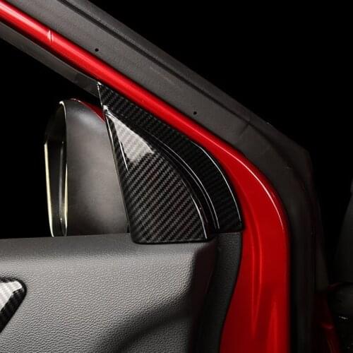 For Mitsubishi Eclipse Cross 2018 2019 2020 Car Interior Front A Pillar Triangle Cover Carbon Fiber Sticker Auto Parts Accessory