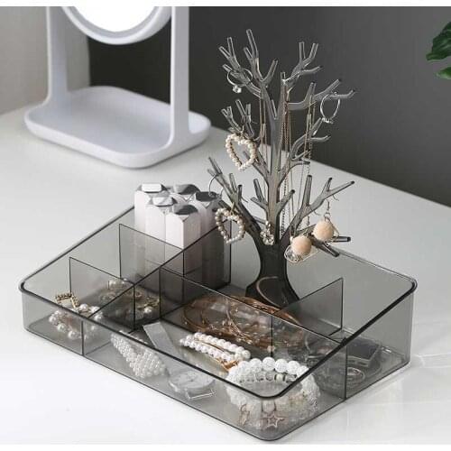 Fowecelt Makeup Organizer Box Storage Container For Jewelry Earrings Necklace Ring Cosmetics Lipstick Nail Perfume Beauty Case