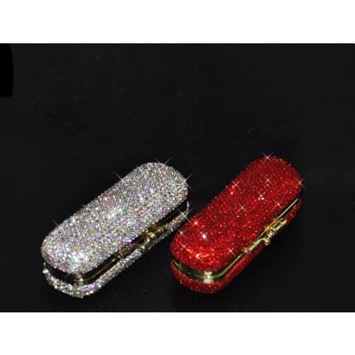 NEW Creative Diamond Crystal Lipstick Lipsalve Cosmetic Box Protective Cover With Lid Storage Case Makeup Organizer Jewelry Gift