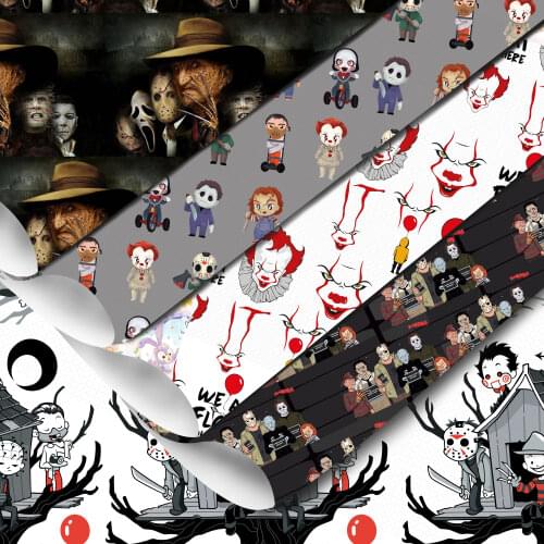 Halloween Ghost Horror Film Theme Ordinary Faux Synthetic Leather Sheets For Bows Home Decoration DIY Handmade Accessory Vinyl