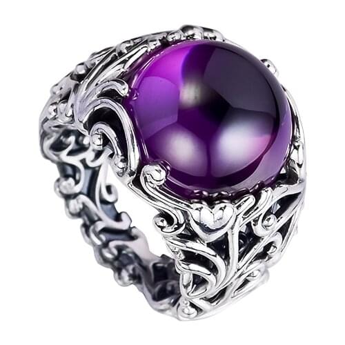 100% Genuine 925 Sterling Silver Jewelry Regal Dazzling Beauty Ring Purple Rings for Women Fine Jewelry Wholesale