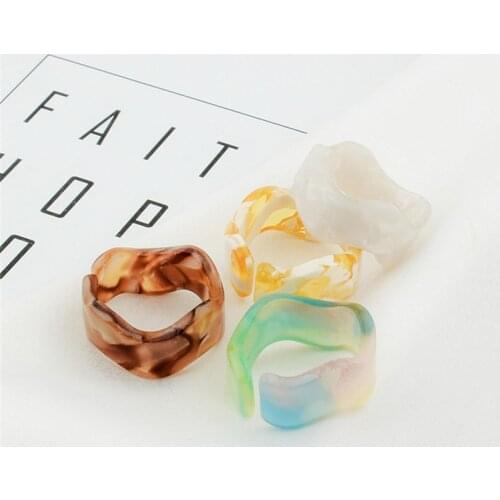 Korean Geometric Transparent Resin Acrylic Rings For Women Fashion Crystal Rings 2021 Trend Jewelry Gifts
