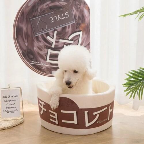 Creative Instant Noodles Pet Kennel Cat Dog Bed Cushion Bowl House Semi-enclosed Pet Bed Removable Easy Cleaning Pet Supplies