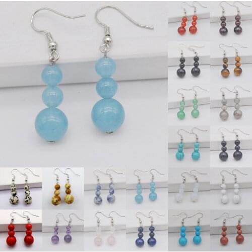 Crystal Howlite Opal Green Aventurine Lapis Amazonite Labradorite Tigereye Garnet Sodalite Stone Beads GEM Earrings Jewelry