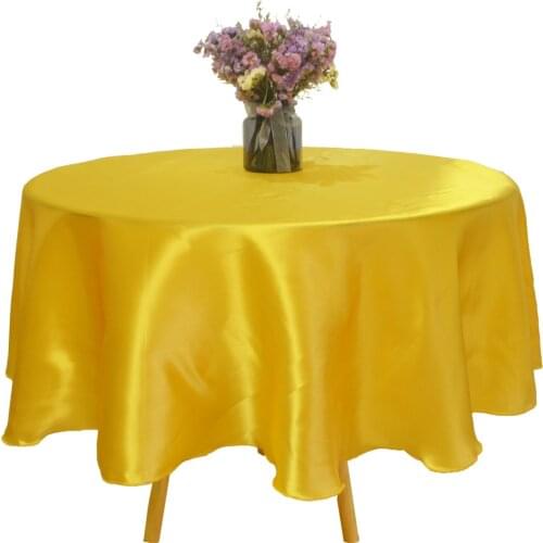 Round 145cm Satin Tablecloth Home Restaurant Table Cloth Tableware Cover Overlay Wedding Banquet Christmas Party Decoration