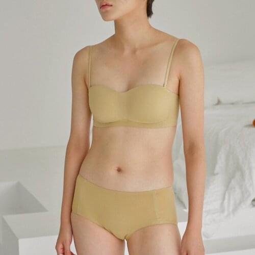 Summer Sexy Underwear Female 1/2 Cup Detachable Strap Tube Top Half Cup Bra Without Steel Ring Strap Detachable Lingere Set