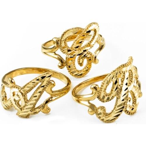 DUOYING Fashion Name Ring Custom Letter Retro Simple Ring Personalized Copper Alloy Name Ring With Charm Names Initial Letters