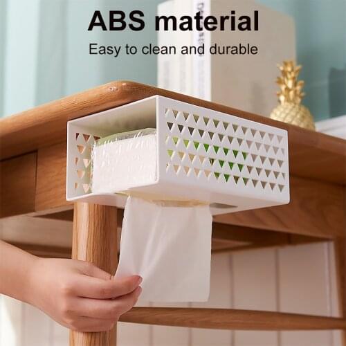 Wall Mounted Self Adhesive Tissue Box Napkin Holder Plastic Garbage Bag Dispenser Storage Baskets Rack Bathroom Organizer