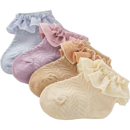 New Baby Socks Girl Lace Socks Cotton Socks Solid Color Soft Newborn Infant Socks