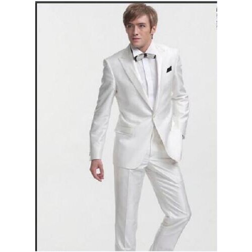 New Arrival2021 Handsome Costume Homme White Men Suits Peaked Lapel One Button Terno Masculino(Jacket+Pant)
