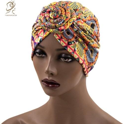 New Indian Arab Wrap Womens Turban Hat Fashion Print Turban Hat Bohemian Ethnic Inner Turban Hat Muslim Headdress Turban