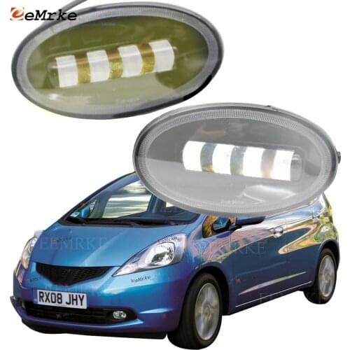 2x Cut-Line Lens Front Full LED Fog Lights White / Yellow Color Foglamp for Honda Jazz 2008 2009 2010