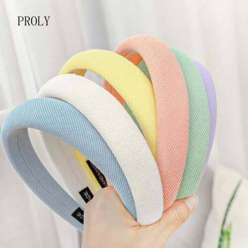 PROLY New Fashion Women Headband Macaron Sponge Hairband Girls Fresh Color Headwear Casual Hair Accessories Wholesale