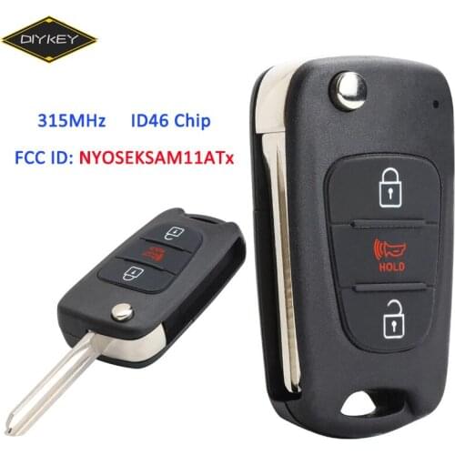 DIYKEY 2+1 3 Button 315MHz ID46 Chip FCC: NYOSEKSAM11ATX 95430-2K250 Flip Remote Key Fob for Kia Soul 2010 2011 2012 2013