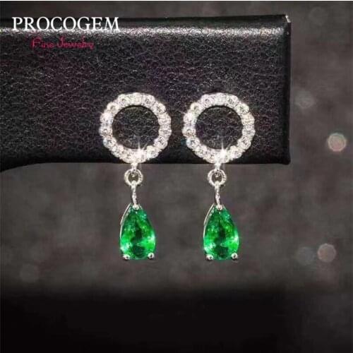 Elegent Natural Emerald water stud Earrings for OL women gifts 3x4mm Real gemstones Zircon Fine Jewelry 925 Sterling Silver