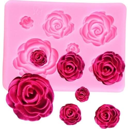 Wedding Cupcake Topper Fondant Cake Decorating Tool Rose Flower Silicone Molds Sugarcraft Candy Clay Chocolate Gumpaste Moulds