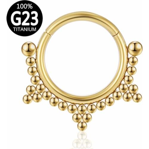 G23 Titanium Nose Ring Women Jewelry Belly Button ring gold beads Rings nose ring men Piercing Tragus Ombligo Earring Wholesale