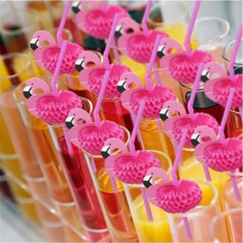 25/50Pcs Flamingo Pineapple Drinking Straws Hawaii Beach Tropical Birthday Party Decoration Summer Pool Party Wedding Supplies