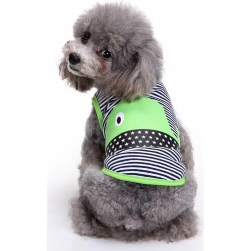 Spring and Summer Dolphin Sea Animal Stripped Dog Vest XS-XXL Size Pet Dog Clothes Two Feet Blue Green Color Pet Clothes