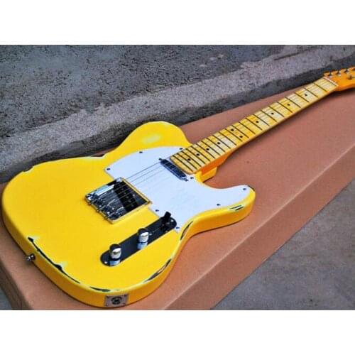 Top quality FDTL-2041 Antique Do old yellow color solid basswood body maple fretboard TL electric guitar, Free shipping