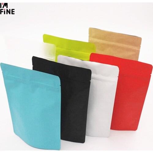 50pcs/pack Stand up Matt Aluminum Foil Ziplock Bag Colorful Doypack Coffee Tea Packaging Bag Eco-friendly Gift Pouch