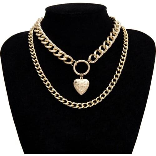 Free Shipping Openable Heart Pendant Choker Necklaces For Women Multilayer Sweater Chain Gold Necklace Kolye