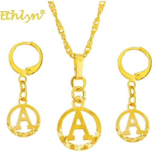 Ethlyn 2018 Female 26 A-Z Letters Jewelry Golden Necklace Luxury Round Jewelry Accessories for Women Party Beautiful Gift