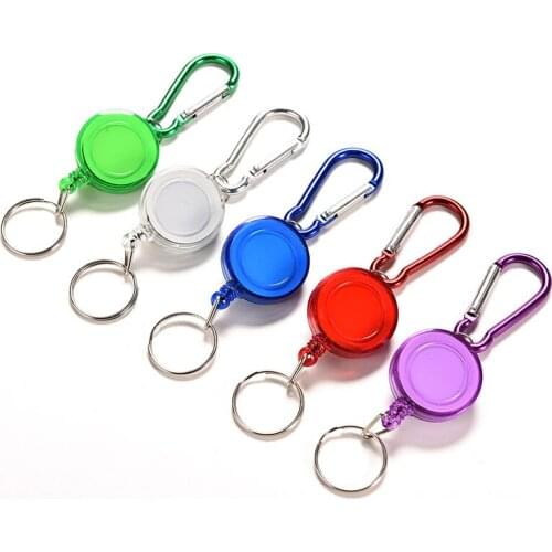 1PC Retractable Metal Card Badge Holder Colourful Strap Carabiner Clip Card label Key Chain Hot Sale Travel Kits