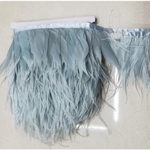 1Yards Light Blue Natural Turkey and Ostrich Feather Ribbon 10-15cm/4-6 inch For weddings Dress/Craft Supplies Decoration