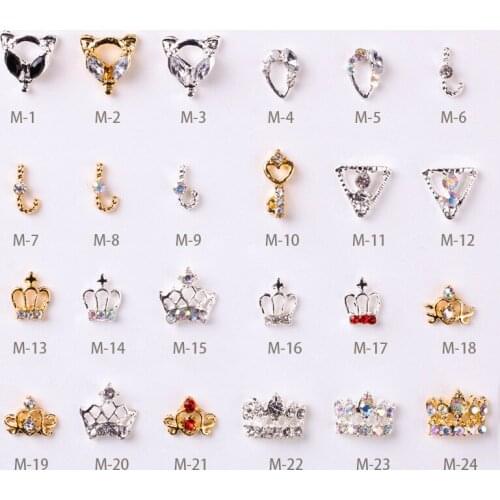 10 pcs Nail art diamond nail decoration new flower five-pointed star crown alloy shiny jewelry