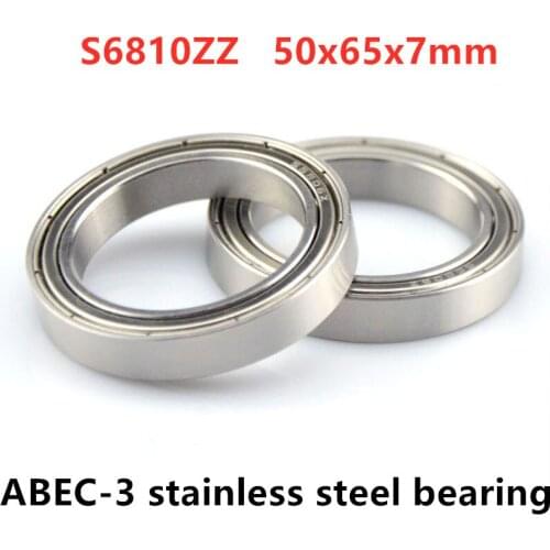 10pcs 440C stainless steel S6810ZZ 50*65*7 mm thin wall deep groove ball bearing S6810 -2Z 50mmx65mmx7mm