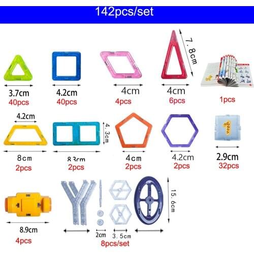 142pcs Mini Magnetic Designer Construction Set Plastic Constructor Magnetic Toy Educational Toys For Kids Christmas Gift