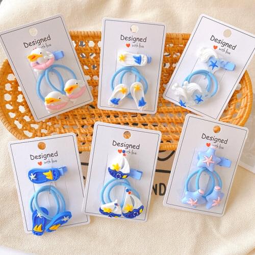 2Pcs/set Hair Rope for Kids Cartoon Animal Rabbit Bee Dinosaur Elastic Hair Band Girls Hair Accessories Baby Children Headdress