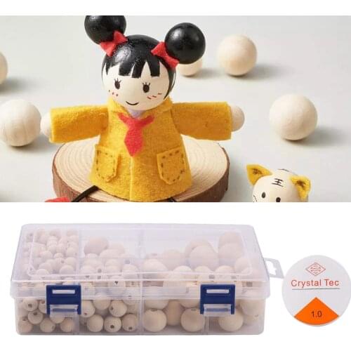 320pcs Natural Wooden Beads Wood Large Hole Beads Bracelet Necklace Making
