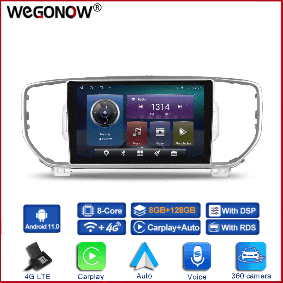 360 Panoramic Camera Carplay 6G+128G Android 10.0 Car DVD Player GPS WIFI Bluetooth RDS Radio For KIA Sportage 4 KX5 2016 - 2019