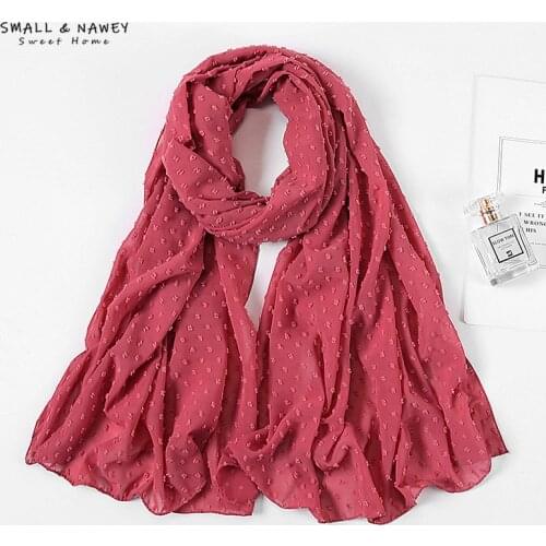 70*175CM New Hair Ball Chiffon Malaysia Indonesia Pure Color Chiffon Headscarf Pearl Chiffon Hijab Scarf Shawl Wholesale