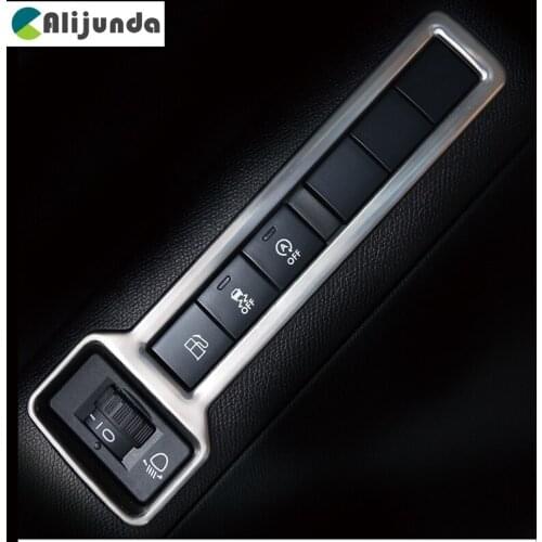 Car Interior accessories stainless steel Headlights and fog lights switch decorative cover sequins for Peugeot 308 T9 2015-2017