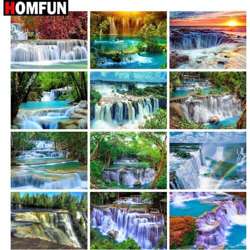 HOMFUN Full Square/Round Drill 5D DIY Diamond Painting "Waterval Landscape" Embroidery Cross Stitch 5D Home Decor Gift