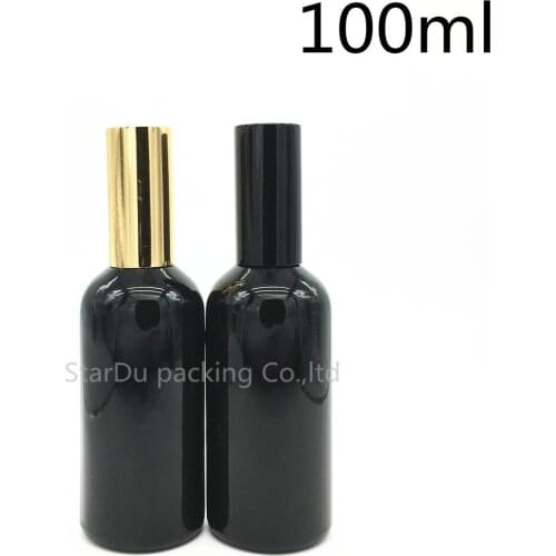 Free Shipping 100pcs 100ml black glass bottle with aluminum sprayer, 100cc Essential Oil Spray perfume bottles