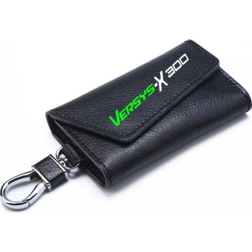 3D cowhide Key key case Holder Chain Collection Keychain for KAWASAKI VERSYS-X 300 VERSYS X300 Logo Motorcycle Badge Keyring