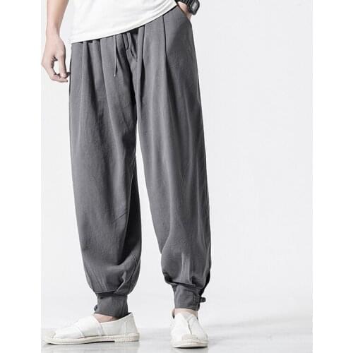 Spring Summer Mens Cotton Linen Loose Harem Pants Casual Large Size Comfortable Trousers Large Size M-5XL M7