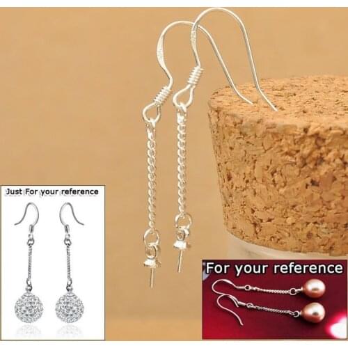 Free Ship 100PCS 925 Sterling Silver Jewelry Findings Beads Stone DIY Making Chain Rolo Long line Earring Ear Wire Hook